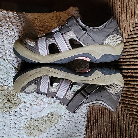 Teva sandals, brown, tan, gray, pink, size 3. - Picture 5 of 14